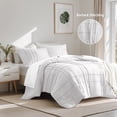 thumbnail image 1 of Regency Heights Queen Comforter Set, Boho 3-Piece Pintuck Stitching Bedding Set, Soft Washed Pleated Bed Sets with Pillow Sham White, 1 of 10