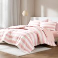 thumbnail image 1 of Regency Heights Essential Queen Size Comforter Sets, 7-Piece Bed in a Bag Queen, Reversible Striped Comforter Bed Set with Sheets, Blush, 1 of 8