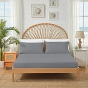 Regency Heights Full/Queen Size Sheet Set, 3 Piece Cooling Bed Sheet with Deep Pocket for Hot Sleepers, Gray