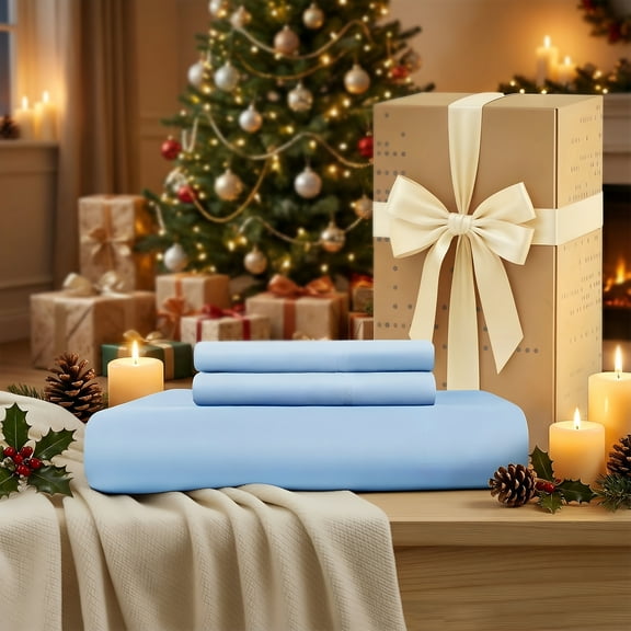 Regency Heights Queen Sheet Set, 3-Piece Silky Soft Skin-Friendly Bedding, Ice Blue