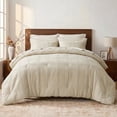 thumbnail image 1 of Regency Heights Queen Size Comforter Set – Beige Striped Woven Bed in a Bag, 9-Piece Bedding set with Sheets, Machine Washable for All Seasons, 1 of 9