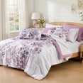 thumbnail image 1 of Regency Heights Queen Size Comforter Sets, Purple Bed in a Bag Queen, Botanical Bedding Comforter Set with Bed Sheets and Side Pockets, 9 Pieces, 1 of 8