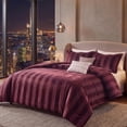 thumbnail image 1 of Regency Heights Brushed Velvet Striped Comforter Set, 5-Piece Luxury Cozy Bedding Sets with Decor Pillows, Queen Size Comforter Bed Set for All Seasons, Burgundy Red, 1 of 11