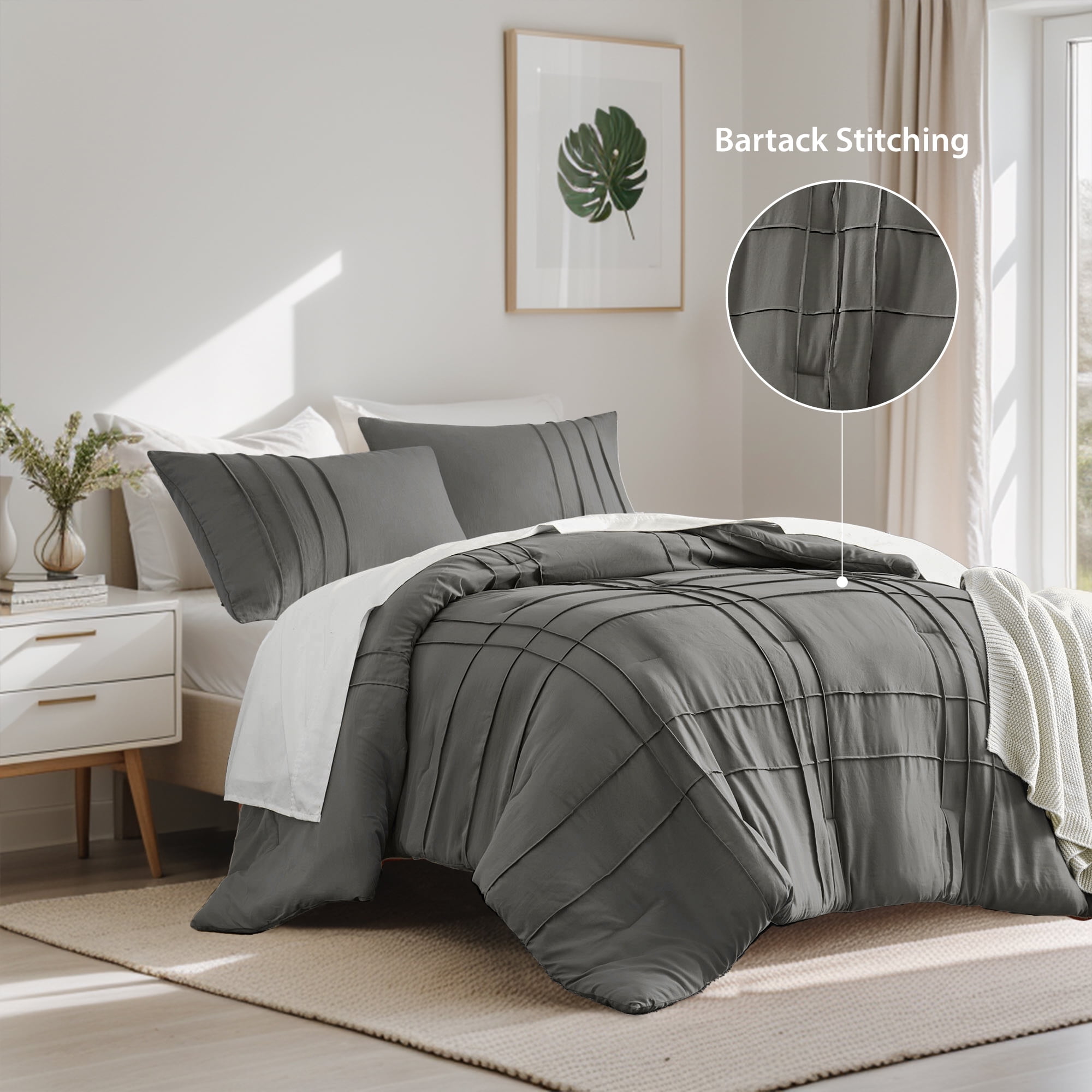 Gray Organic Microfiber Full Bedspread Set