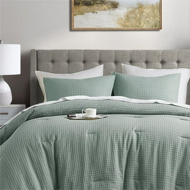 Regency Heights Textured Full/Queen Comforter Sets 3 Piece Bedding with Pillow Shams Sage Green
