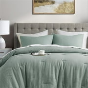 Regency Heights Textured King/Cal-King Comforter Sets 3 Piece Bedding with Pillow Shams Sage Green