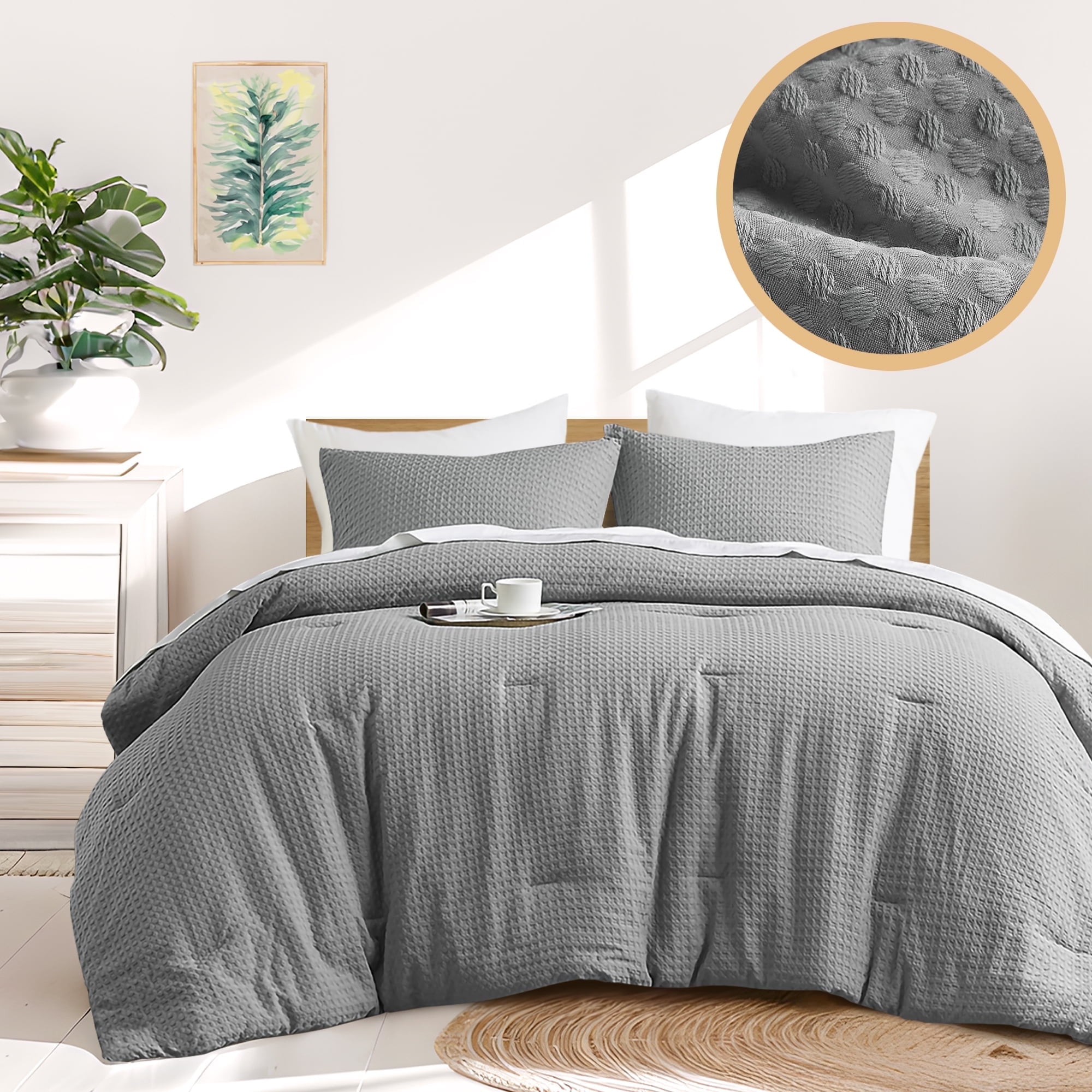 Gray Full/Queen Organic Microfiber Comforter Set
