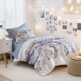thumbnail image 1 of Regency Heights Twin Comforter Set with Sheets, Bed in A Bag for College Dorm Room with Diamond Printed Bed Sheet Set, 5 Piece Botanical Bedding Comforter Set, Blue, 1 of 8