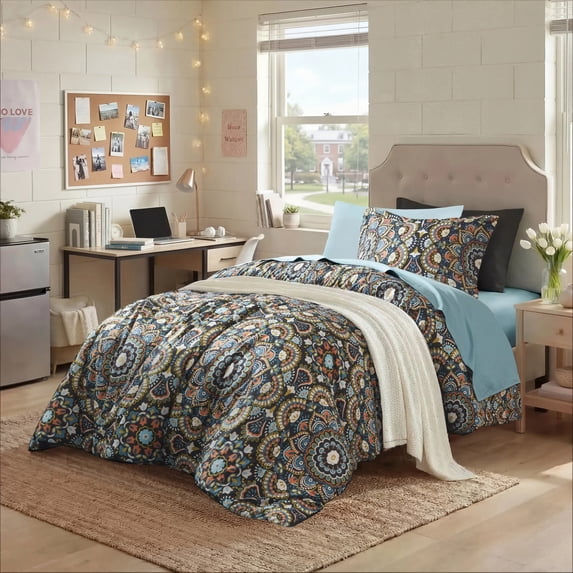 Regency Heights Twin Size Comforter Set, 6-Piece Bed in a Bag Twin, Black Bedding Comforter Set with Comforter, Flat Sheets, Fitted Sheets with Side Pockets