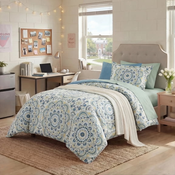 Regency Heights Twin Size Comforter Set, 6-Piece Bed in a Bag Twin, Green Bedding Comforter Set with Comforter, Flat Sheets, Fitted Sheets with Side Pockets