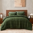 thumbnail image 1 of Regency Heights Twin Size Comforter Set – Green Striped Woven Bed in a Bag, 6-Piece Bedding set with Sheets, Machine Washable for All Seasons, 1 of 9