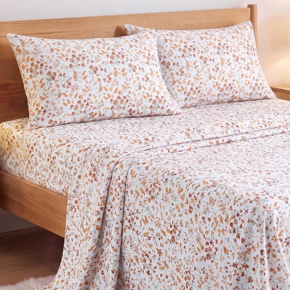 Regency Heights 100% Cotton Flannel Sheet Set Twin Size, 3-Piece Brushed Flannel Bed Sheets, Yellow Floral Bedding Set with Deep Pocket Fitted Sheet & Pillowcase, Gift for Christmas