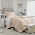 thumbnail image 1 of Regency Heights Twin Size Comforter Set, Boho 2-Piece Pintuck Stitching Dorm Bedding Set, Pleated Twin Bed Comforter Set with Pillow Sham, Blush, Twin/Twin XL, 1 of 11
