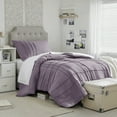 thumbnail image 1 of Regency Heights Twin/Twin XL Comforter Set, Boho 2-Piece Pintuck Stitching Dorm Bedding Set, Soft Washed Pleated Bed Sets with Pillow Sham Purple, 1 of 11