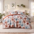 thumbnail image 1 of Regency Heights Twin/Twin-XL Comforter Sets, 2 Pieces Reversible Floral Bedding Sets, Cozy Botanical Flowers Seersucker Comforter Bed Set with Pillow Sham, Brown/Aqua, 1 of 7