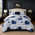 thumbnail image 1 of Regency Heights Twin/Twin XL Comforter Sets, 3-Piece Floral Bedding Sets for All Season, Navy Blue Stripped Comforter Set with Dec Pillow, 1 of 9