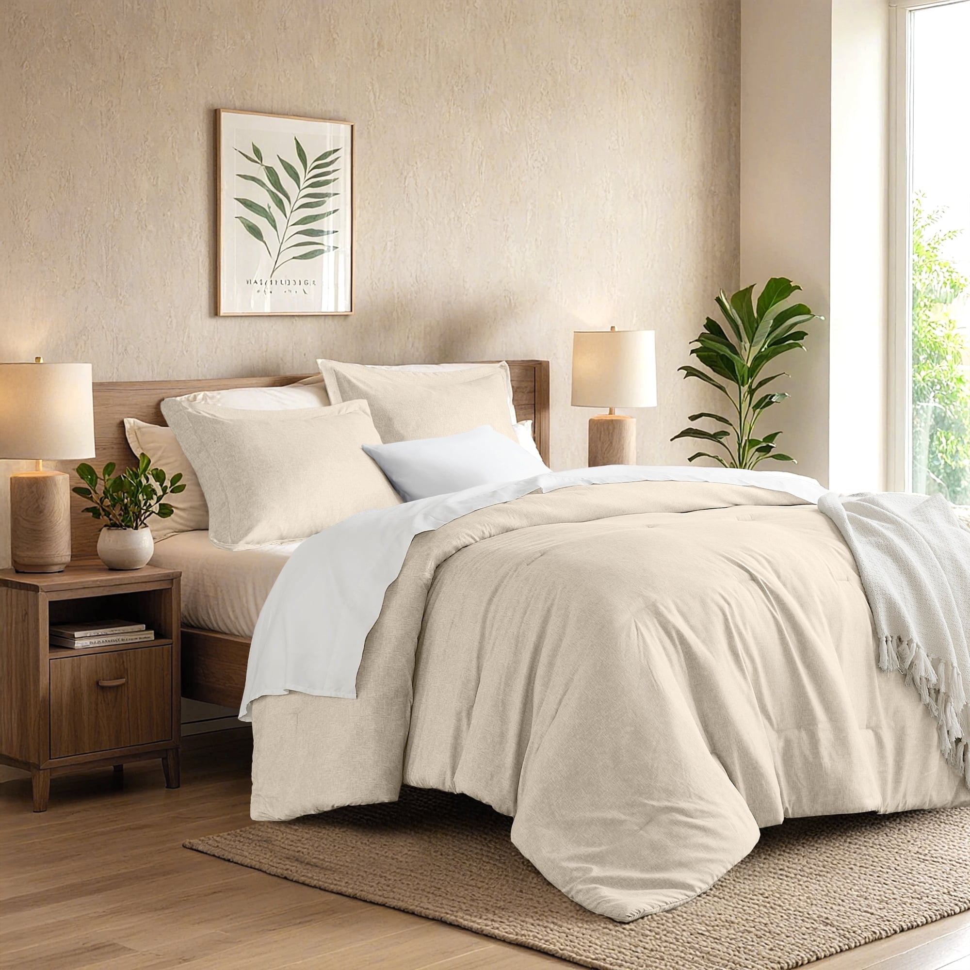 Regency Heights Queen Chambray Microfiber Comforter Set – 7-Piece Bedding