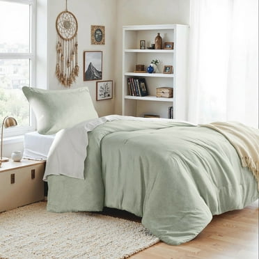Regency Heights Twin/Twin-XL Comforter Sets, Reversible 2 Piece Extra Soft Dorm Bedding Set, Chambray Print Sage Green Comforter Bed Set with Pillow Shams