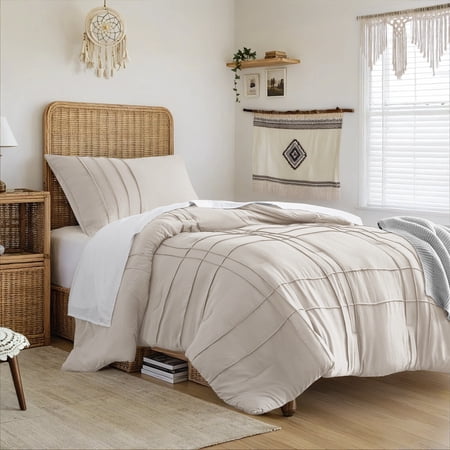 Regency Heights Twin/Twin XL Duvet Cover Set, Soft Washed Pleated Duvet Cover Twin/Twin XL, 2-Piece Dorm Bedding Set with Pillow Shams, Neutral