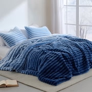 Regency Heights Twin/Twin XL Size Comforter Set, Fluffy Ribbed Plush Comforter Set, 2-Piece Bedding Set, Blue Ombre