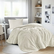 Regency Heights Twin/Twin XL Fluffy Ribbed Plush Comforter Set 2-Piece Bedding Set Ivory