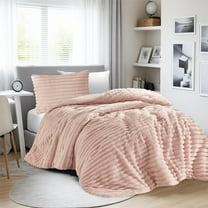 Regency Heights Twin/Twin XL Fluffy Ribbed Plush Comforter Set 2-Piece Bedding Set Pink