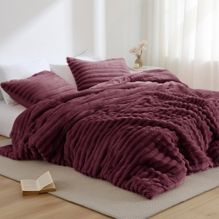 Regency Heights Twin/Twin XL Size Comforter Set, Fluffy Ribbed Plush Comforter Set, 2-Piece Bedding Set, Red