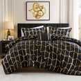 thumbnail image 1 of Regency Heights Twin/Twin XL Size Comforter Set, 3-Piece Bedding Set for All Seasons, Geometric Metallic Comforter Bed Set with Decor Pillows,Black/Gold, 1 of 8