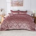 thumbnail image 1 of Regency Heights Twin/Twin XL Size Comforter Sets, Velvet Bedding Comforter Set for All Seasons, Blush Bedding Set with Decor Pillow, 4-Piece, 1 of 8