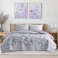 thumbnail image 1 of Comfort Spaces Reversible Twin/Twin XL Quilt Set, 2-Piece Floral Coverlet Set, Lightweight Bedspreads, Gray/Purple, 1 of 7