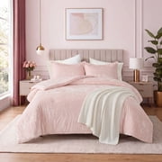 Regency Heights Full/Queen Cozy Velvet Comforter Sets, Luxury 3-Piece All-Season Bedding, Bed Set with Shams，Lotus Pink