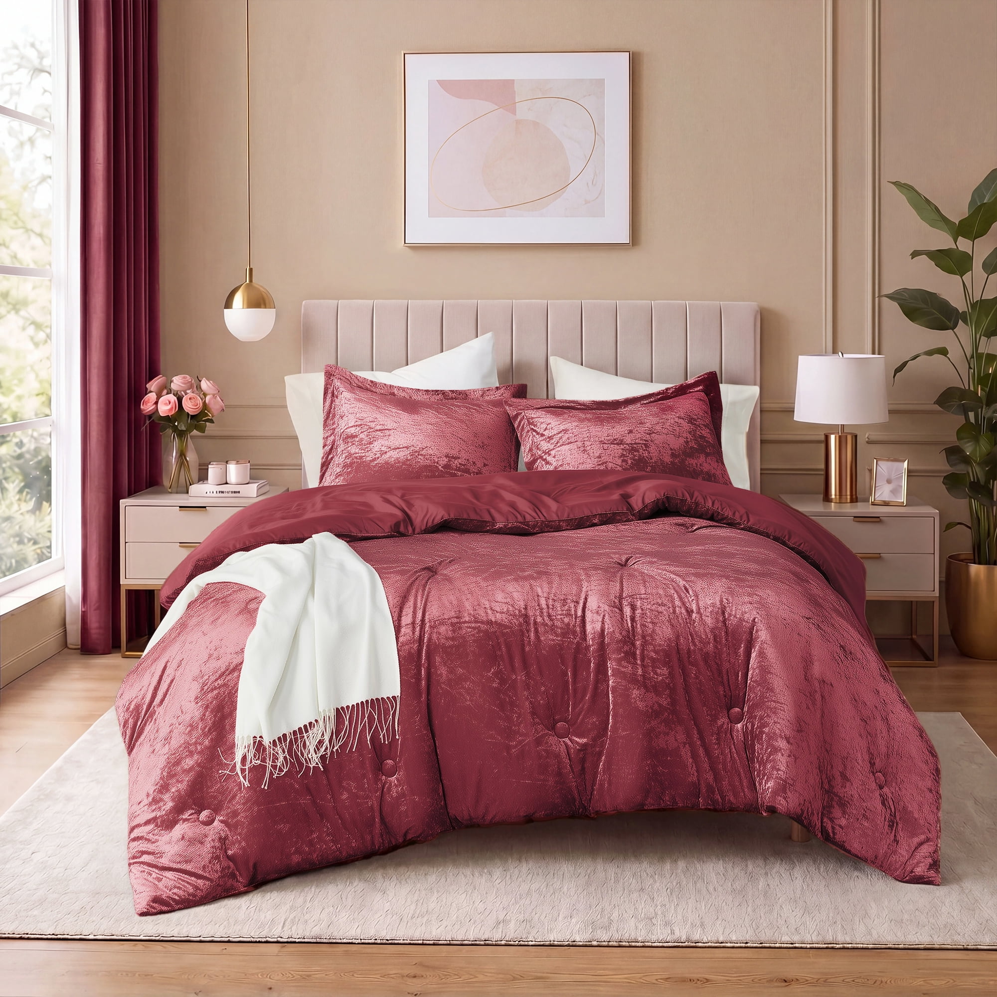 Regency Heights Luxury Velvet Comforter Set, 3-Piece Bedding, All ...