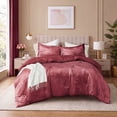 thumbnail image 1 of Regency Heights Luxury Velvet Comforter Set, 3-Piece Bedding, All-Season Down Alternative Bed Set with Pillow Shams, Full/Queen, Ruby Wine, 1 of 8