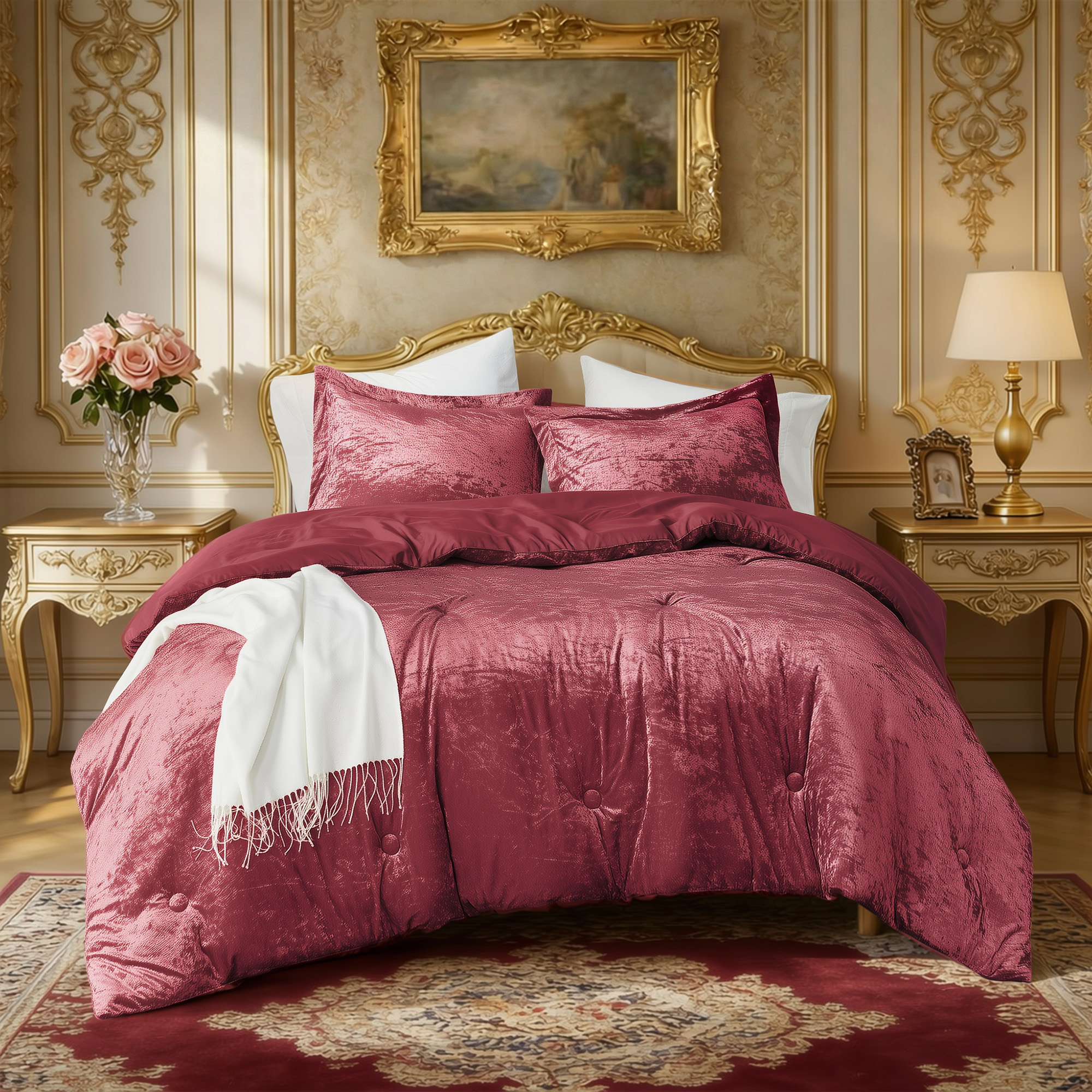 Regency Heights Luxury Velvet Comforter Set, 3-Piece Bedding, All ...