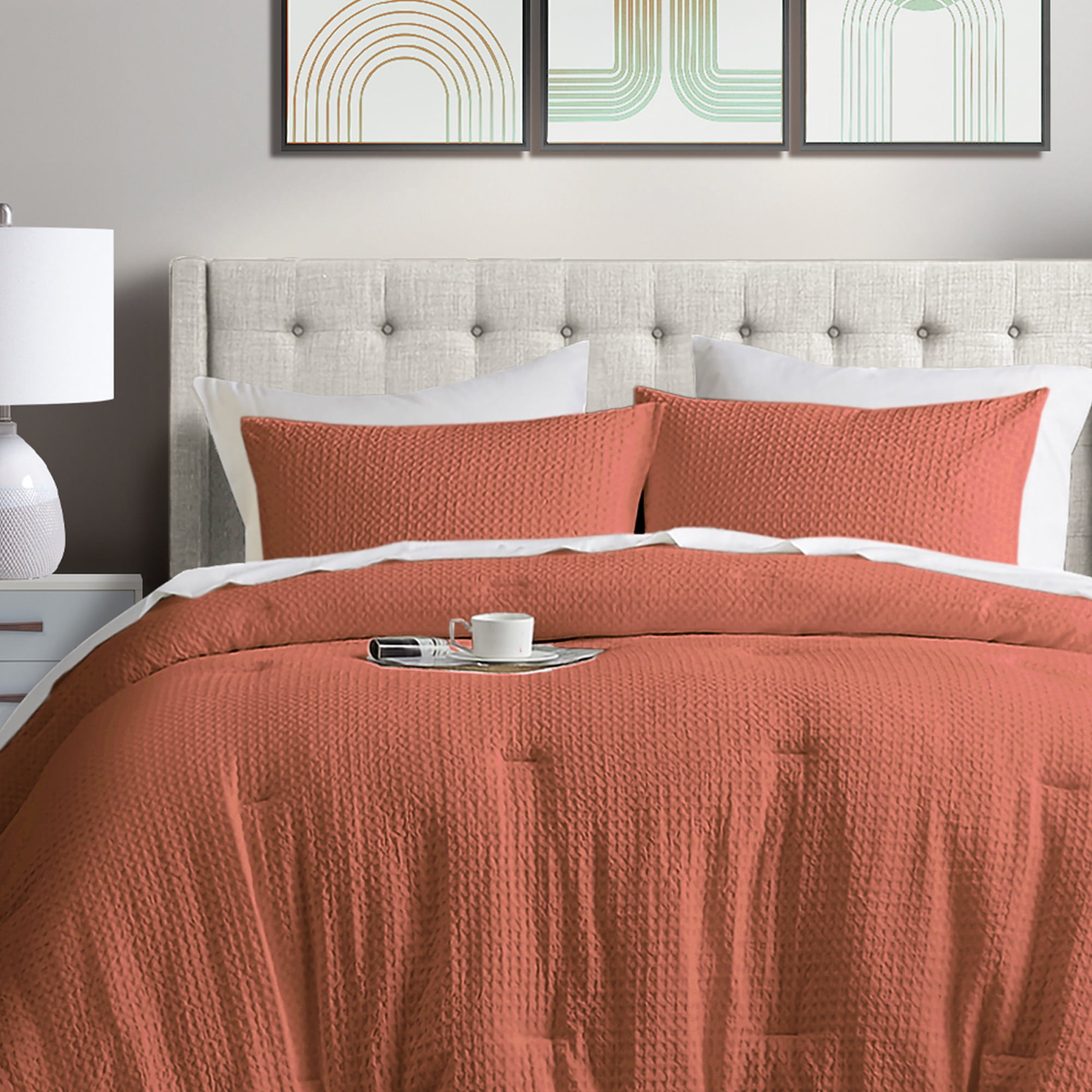 Regency Heights Waffle King/CalKing Comforter Sets 3 Piece Warm