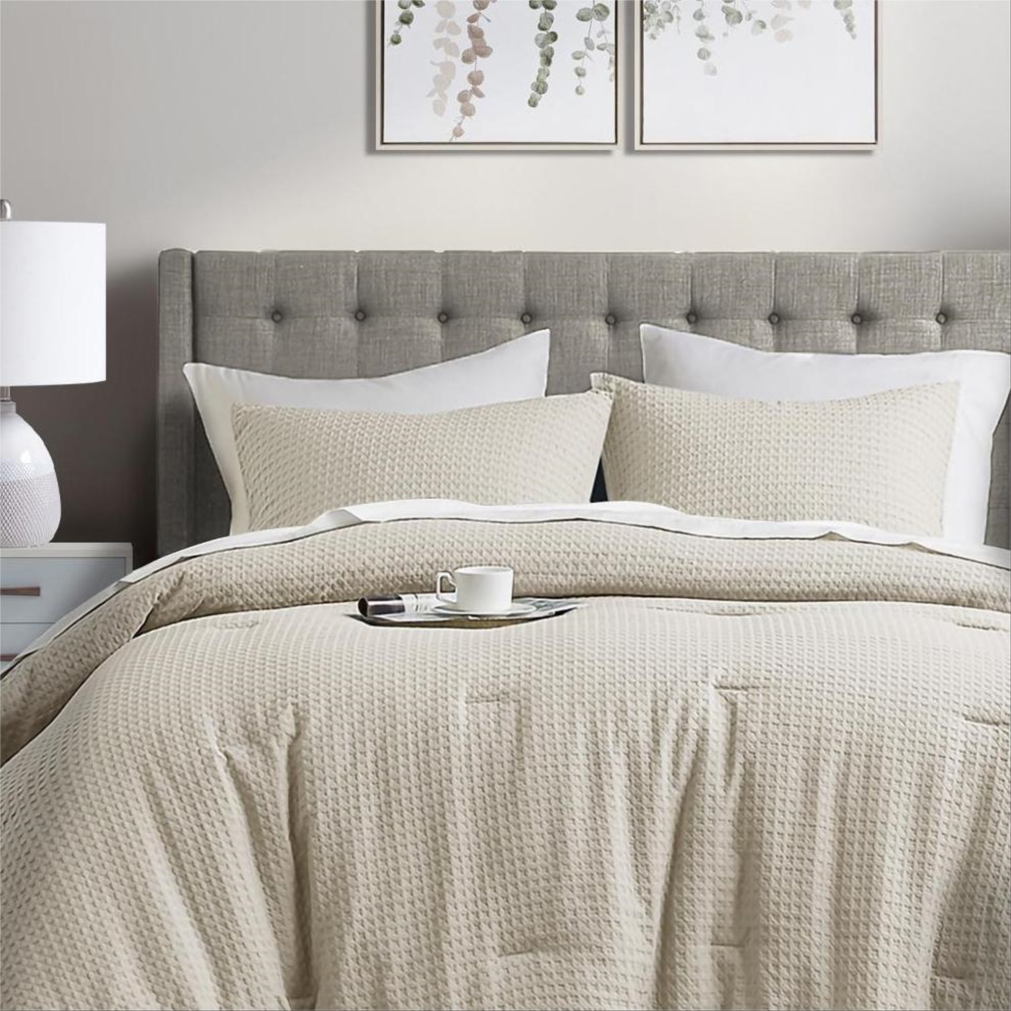 Mainstays Artemis 7Piece Taupe Trellis Comforter Set, King