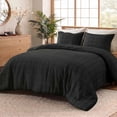 thumbnail image 1 of Regency Heights Waffle Weave Comforter Set, Full/Queen Size Textured Comforter Bed Set, 3-Piece Lightweight Bedding Set with Pillow Shams for All Season, Black, 1 of 9