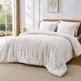 thumbnail image 1 of Regency Heights Waffle Weave Comforter Set, Full/Queen Size Textured Comforter Bed Set, 3-Piece Lightweight Bedding Set with Pillow Shams for All Season, White/Multi Color, 1 of 9