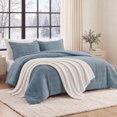 thumbnail image 1 of Regency Heights King/Cal King Comforter Set, 3-Piece Waffle Weave Textured Bedding Set with Soft Lightweight Comforter and Pillow Shams, Cozy 3D Textured Design for All Season, Blue, 1 of 11