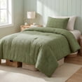 thumbnail image 1 of Regency Heights Waffle Weave Comforter Set, Twin/Twin XL Size Textured Comforter Bed Set for Dorm, 2-Piece Lightweight Bedding Set with Pillow Sham for All Season, Green, 1 of 9