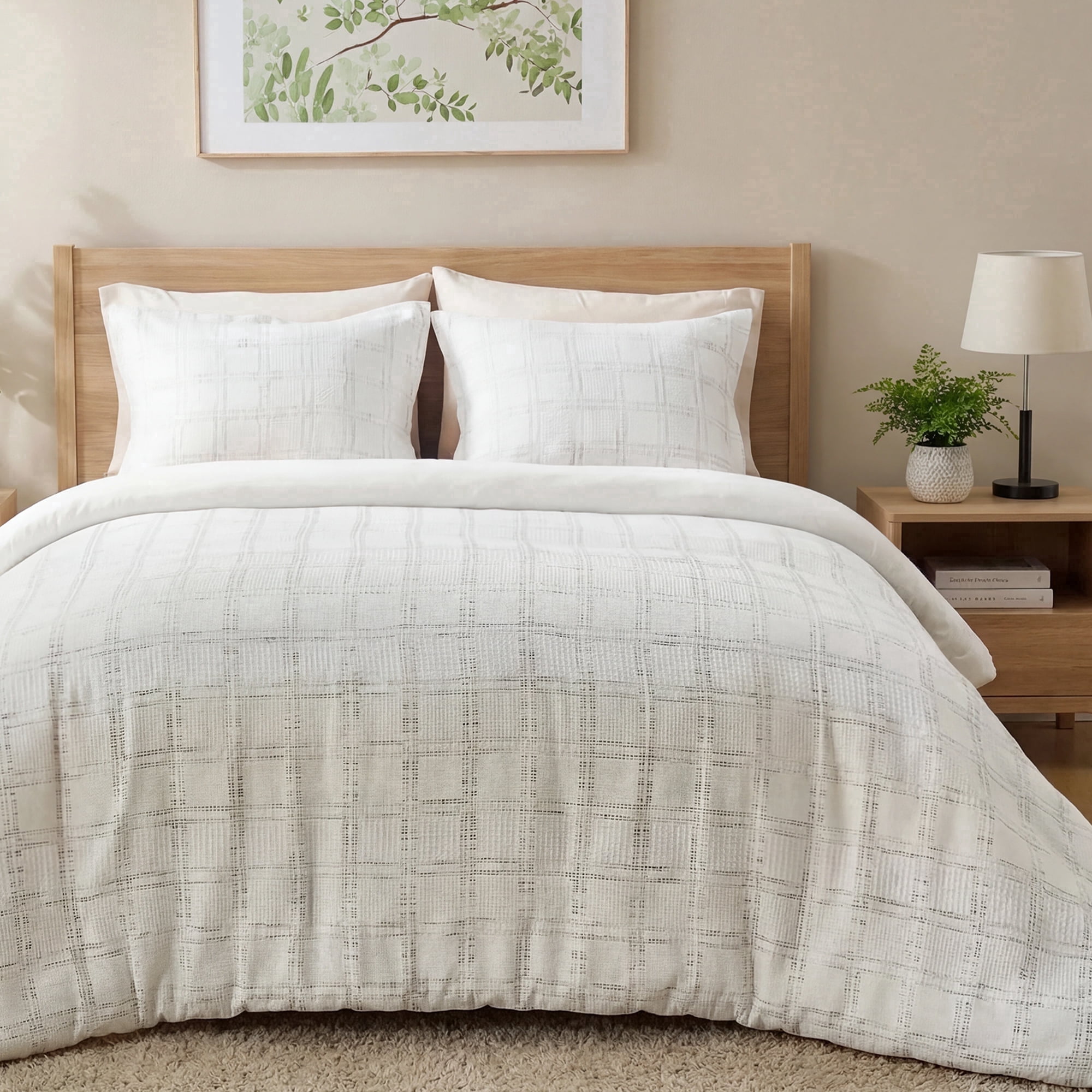 Regency Heights Waffle Weave Duvet Cover Set King/Cal King Size, Breathable Duvet Cover Set for All Season, 3-Piece Textured Bedding Set with Pillow Shams, White/Multi Color