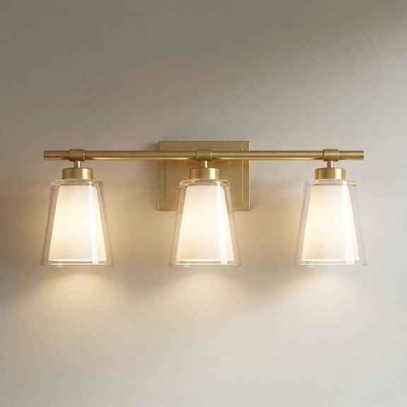 Regency Hill Abigail 21" Wide Soft Gold Opal Glass 3-Light Bath Light