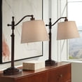 thumbnail image 1 of Regency Hill Adley 30 1/2" Tall Downbridge Arm Farmhouse Rustic Desk Lamps Set of 2 Adjustable Height Brown Bronze Finish Metal, 1 of 7