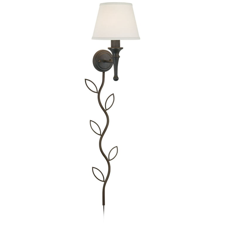 Regency Hill Braidy Country Cottage Wall Light Sconce with Cord Cover Bronze Metal Plug in 7