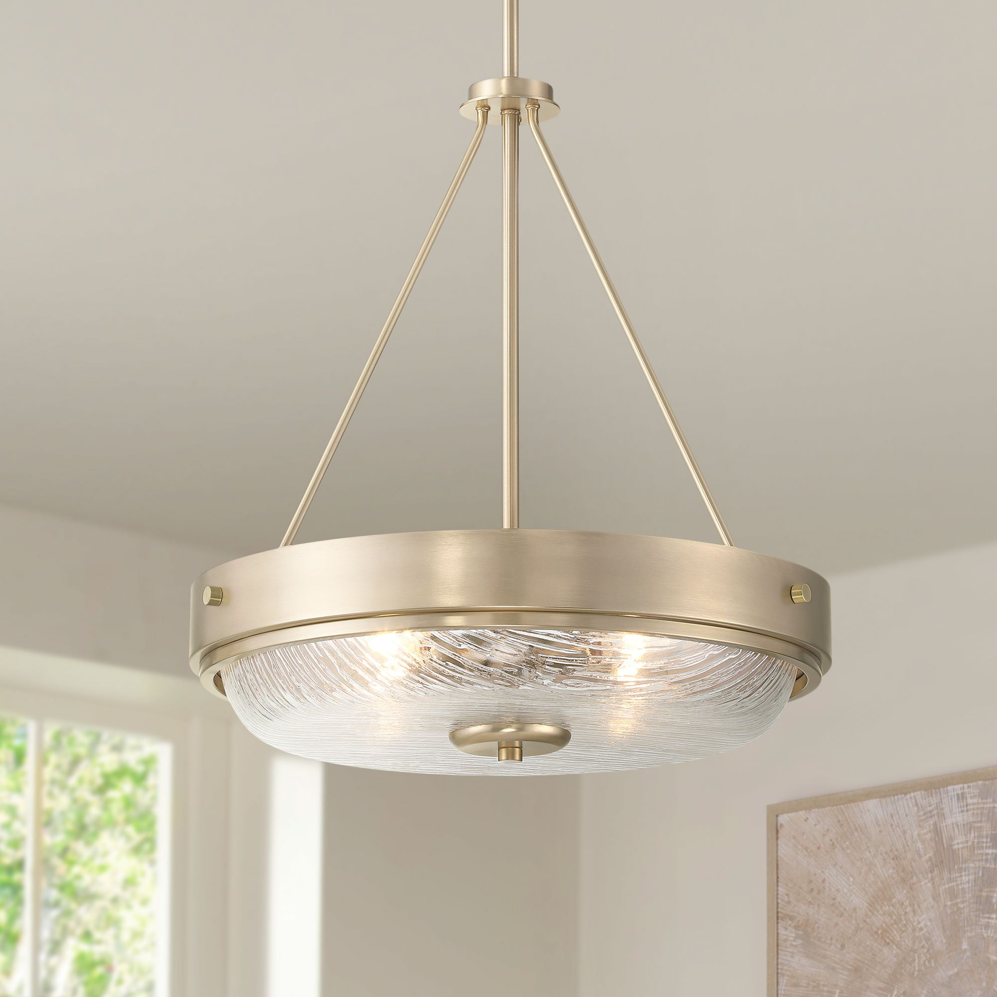 Regency Hill Carmine 16 3/4" Modern Pendant Chandelier Ceiling Light Fixture Dining Room Over Table Bowl Brass Finish Glass
