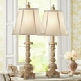 thumbnail image 1 of Regency Hill Elize Traditional Table Lamps 26 1/2" High Set of 2 Whitewashed Candlestick Beige Bell Shade for Bedroom Living Room Nightstand Office, 1 of 10