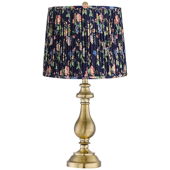Regency Hill Fairlee 26" High Candlestick Traditional Table Lamp Gold Antique Brass Finish Metal Navy Blue Shade Living Room