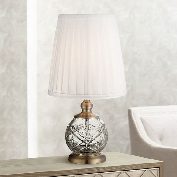 Regency Hill Ida Traditional Accent Table Lamp 15" High Crystal Sphere White Empire Shade for Bedroom Bedside Nightstand Office Family House Home
