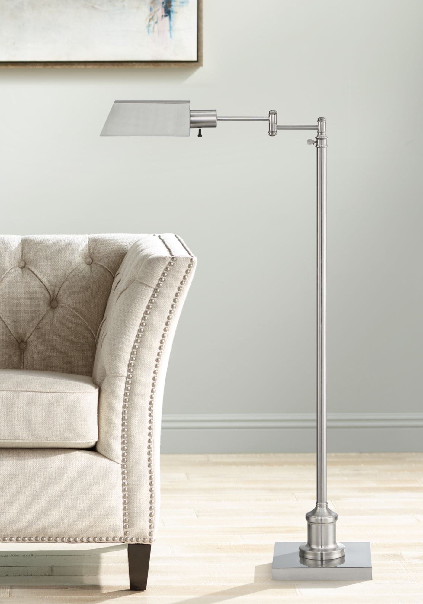 Elegant Adjustable Pharmacy Floor Lamp in Brushed Nickel