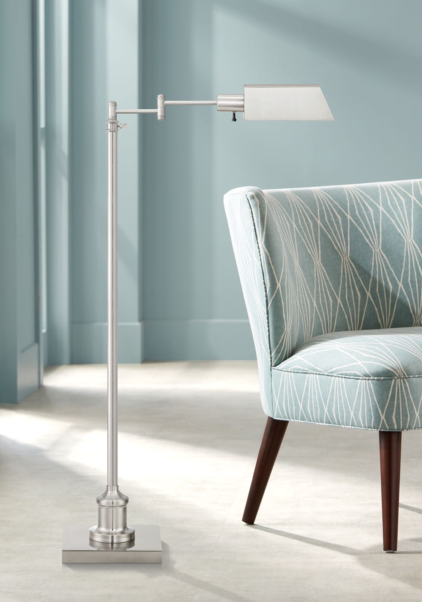 Elegant Adjustable Pharmacy Floor Lamp in Brushed Nickel